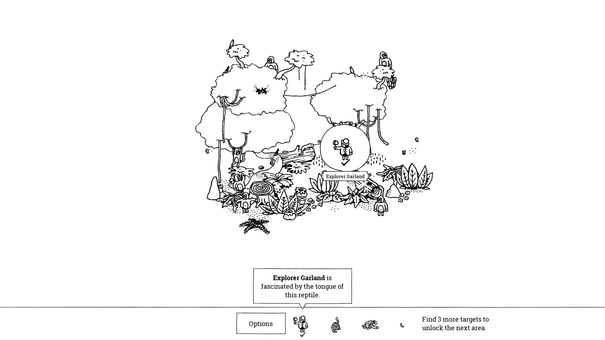 A small area introduces you to the game and hints shift your attention to a story that involves the target.